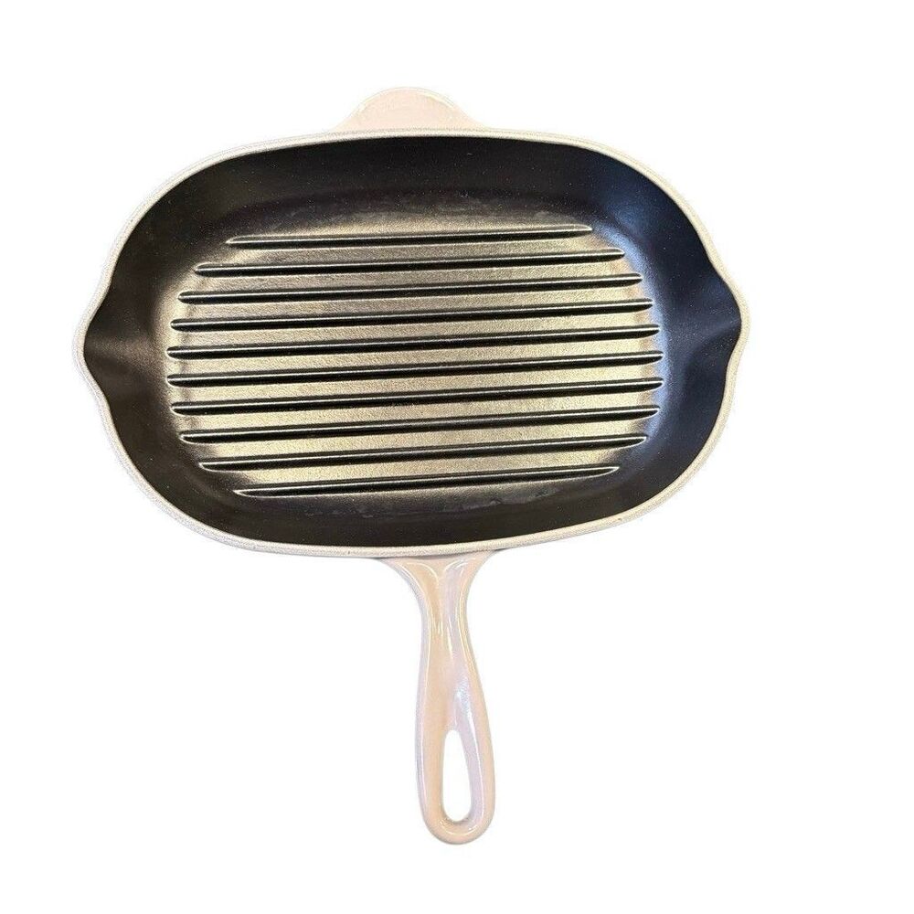 Le Creuset #32 Gray Cast Iron Enamel Grill Skillet Oval Pan Griddle